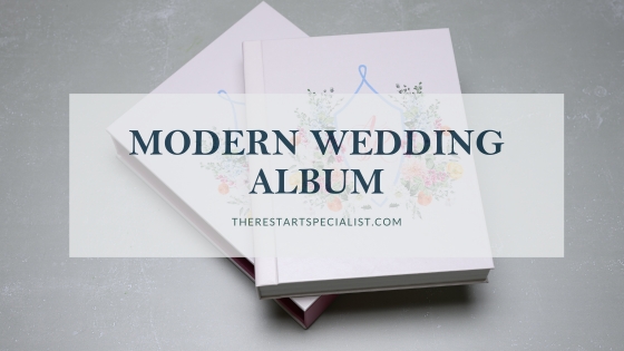 modern wedding album with the text